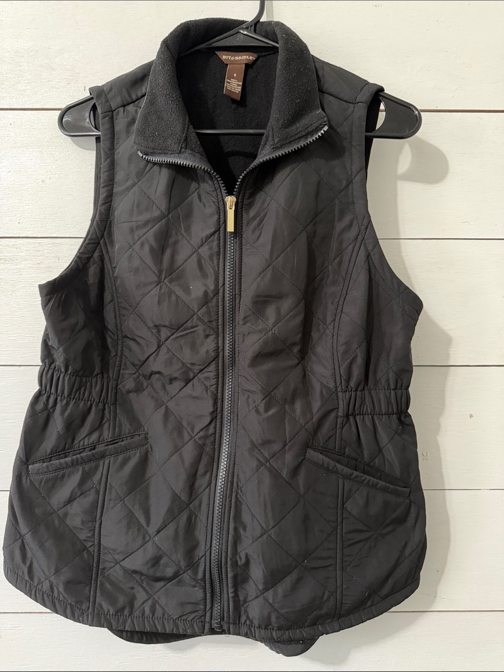 Bit & Bridle Black Quilted Women's Vest with Stand Collar